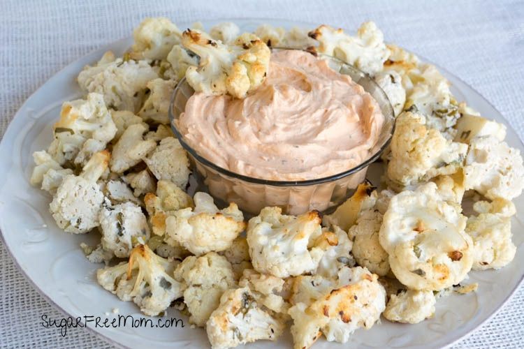 Oven Fried Ranch Cauliflower Bites With Dean S Buffalo Ranch Dip